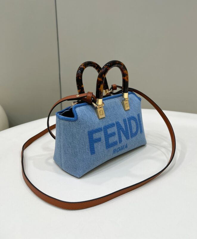 Replica Fendi By The Way Boston Blue Cotton - elite superclone designer purse