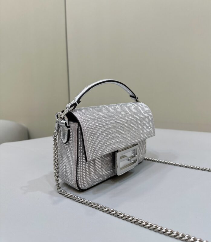 Replica Fendi Baguette Silver Diamond - high-accuracy replica luxury purse