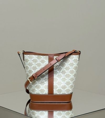 Replica Celine Triomphe Bucket White - realistic designer-inspired fake bag