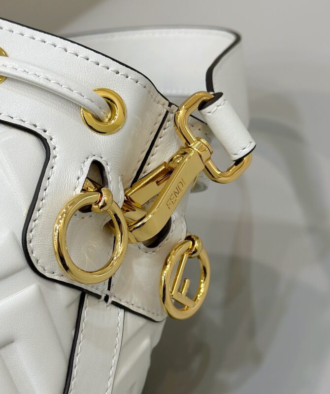 Replica Fendi Tresor Mini Bucket White - premium 1:1 fake handbag model