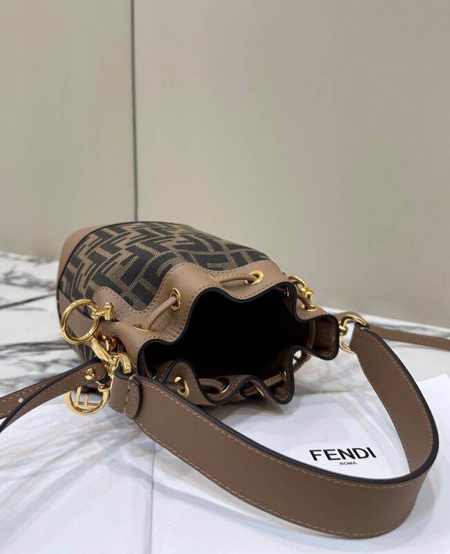 Replica Fendi Tresor Mini Bucket Brown - high-end fake designer purse
