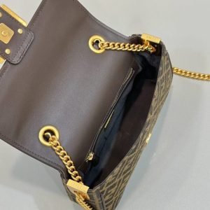 Replica Fendi Baguette Sliding Chain FF Brown - premium 1:1 fake handbag model