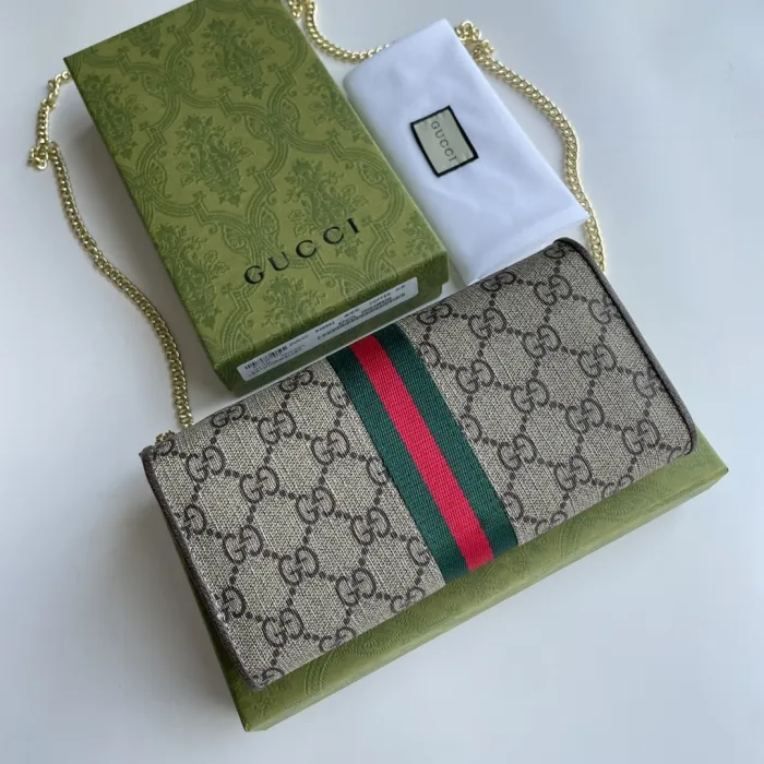 Replica GUCCI OPHIDIA GG CHAIN WALLET - authentic-look luxury purse replica