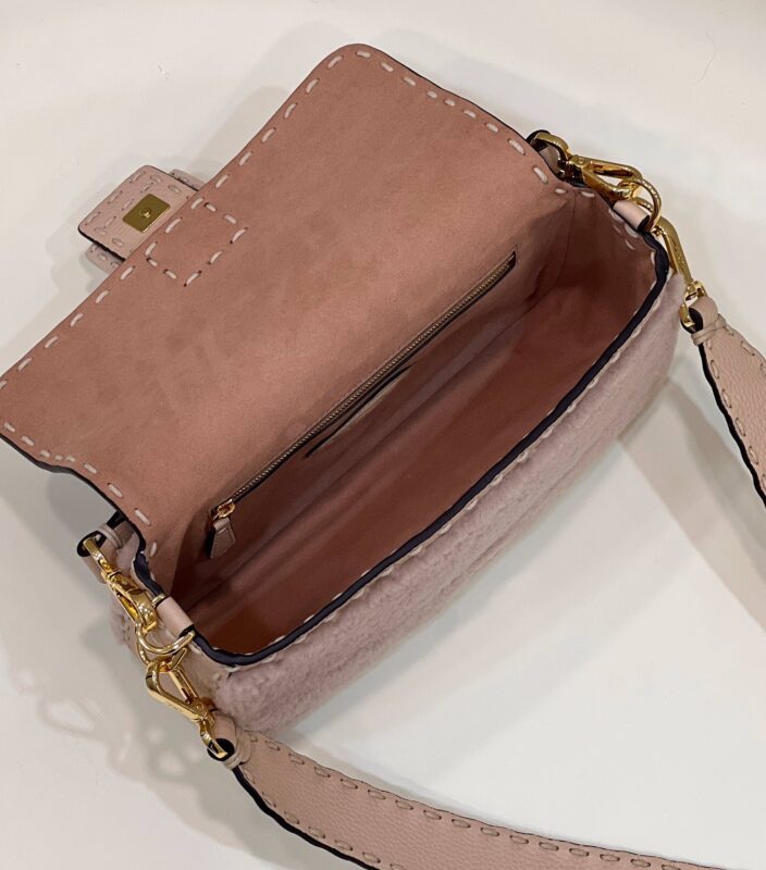 Replica Fendi Baguette Pink Wool - top-rated replica designer bag