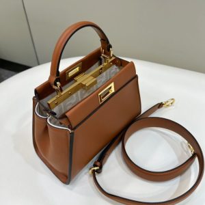 Replica Fendi Peekaboo Medium Brown - top-tier luxury replica shoulder bag