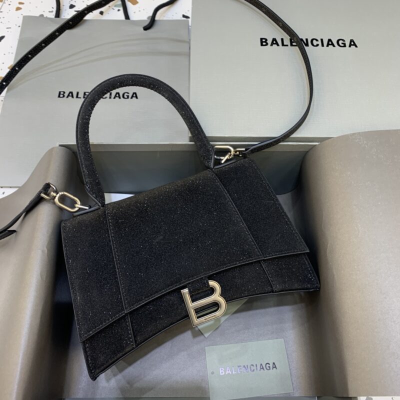 Replica Balenciaga Hourglass Shine Black - ultra-realistic fake designer tote