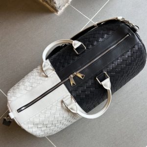 Replica Bottega Veneta Travel Bag Black White - high-accuracy replica luxury purse