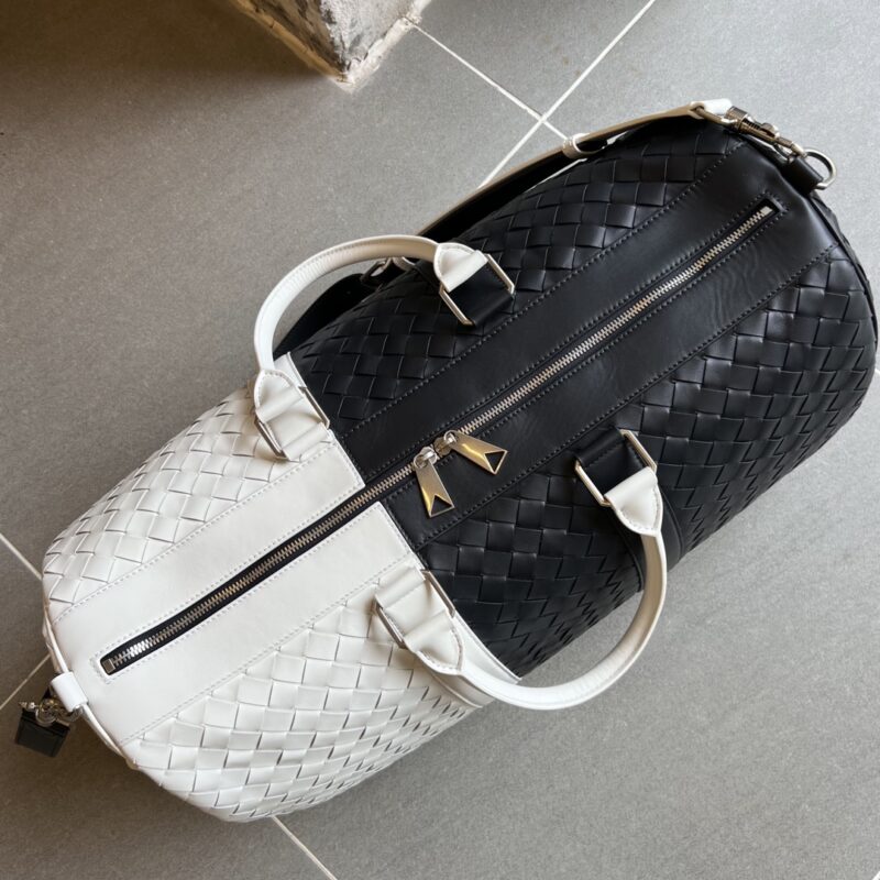 Replica Bottega Veneta Travel Bag Black White - high-accuracy replica luxury purse