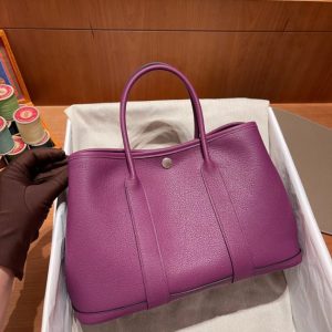 Replica Hermes Garden Party 30cm Purple - premium 1:1 fake handbag model