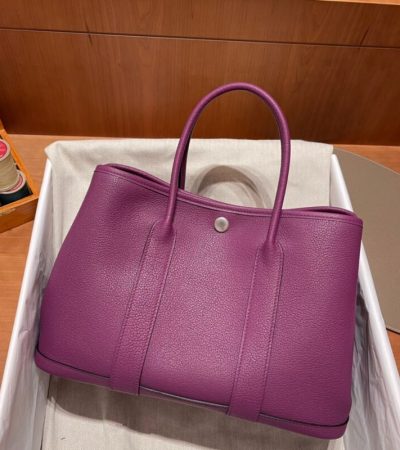 Replica Hermes Garden Party 30cm Purple - authentic-look luxury purse replica