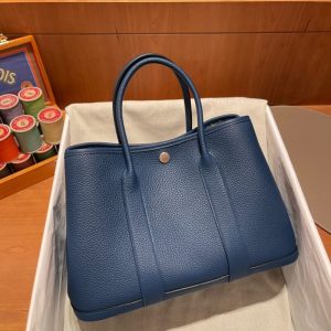 Replica Hermes Garden Party 30cm Ocean Blue - near-authentic luxury replica handbag