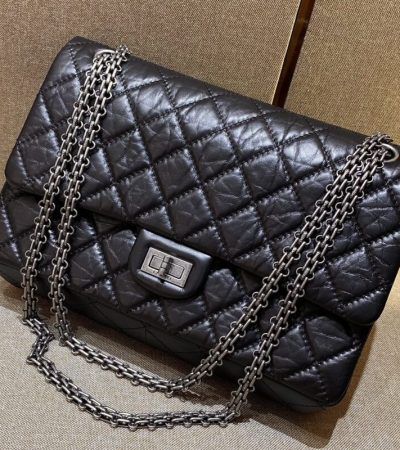 Replica CHANEL 2.55 Bag Black Silver - near-authentic luxury replica handbag