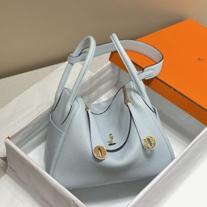 Replica Hermes Lindy Grail Blue - authentic-look luxury purse replica