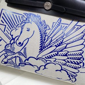 Replica Hermes Herbag 31cm Blue Horse - best quality luxury bag dupe