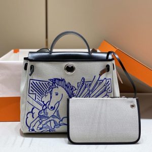 Replica Hermes Herbag 31cm Blue Horse - authentic-look luxury purse replica