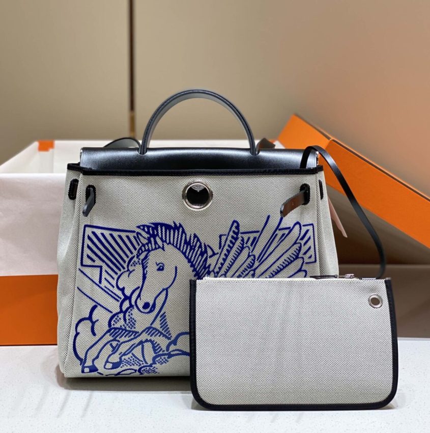 Replica Hermes Herbag 31cm Blue Horse - authentic-look luxury purse replica