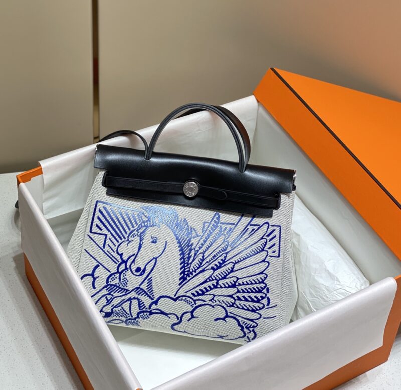 Replica Hermes Herbag 31cm Blue Horse - best quality luxury bag dupe
