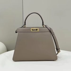 Replica Fendi Peekaboo With Patch Pocket Beige - premium 1:1 fake handbag model
