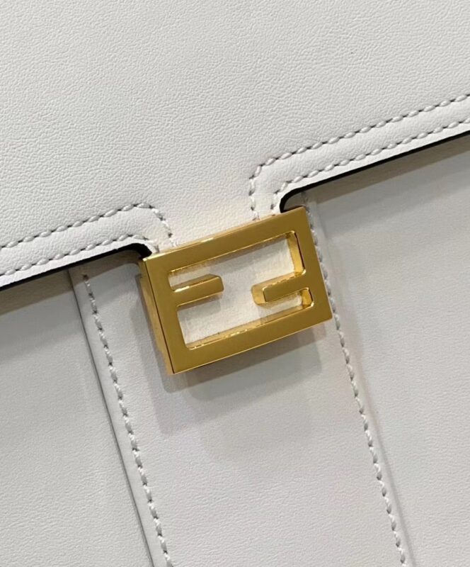 Replica Fendi Peekaboo With Patch Pocket White - authentic-look luxury purse replica