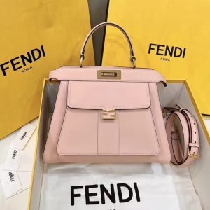 Replica Fendi Peekaboo With Patch Pocket Pink - near-authentic luxury replica handbag