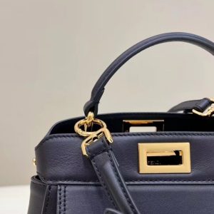 Replica Fendi Peekaboo With Patch Pocket Black - realistic designer-inspired fake bag