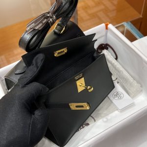 Replica Hermes Kelly Desordre Black - authentic-look luxury purse replica