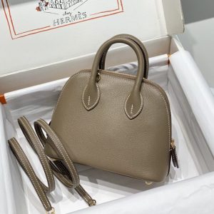 Replica Hermes Mini Bolide - Elephant Gray - premium 1:1 fake handbag model