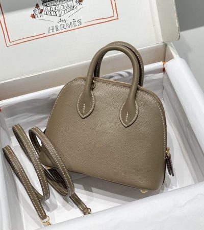 Replica Hermes Mini Bolide - Elephant Gray - premium 1:1 fake handbag model