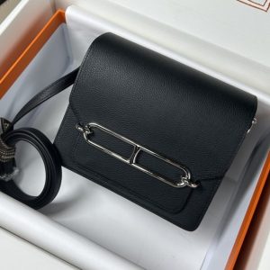 Replica Hermes Sac Roulis Black - authentic-look luxury purse replica