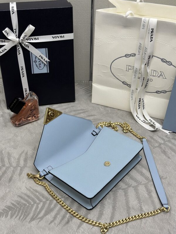 Replica Prada Saffiano Blue Small Envelope - high-end fake designer purse