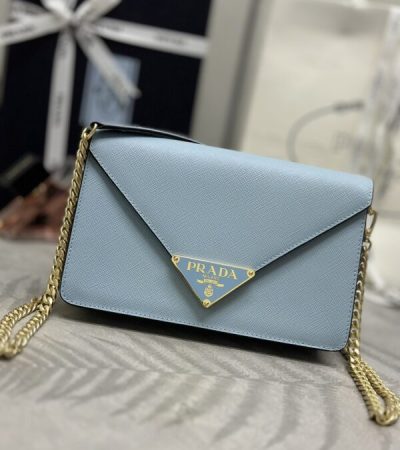 Replica Prada Saffiano Blue Small Envelope - best quality luxury bag dupe