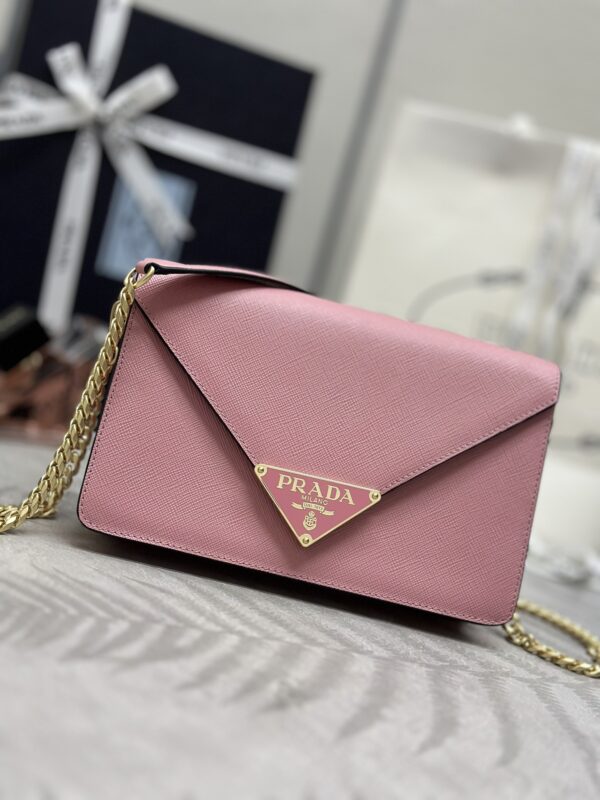 Replica Prada Saffiano Pink Small Envelope - premium 1:1 fake handbag model