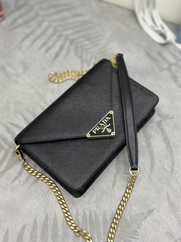 Replica Prada Saffiano Black Small Envelope - high-accuracy replica luxury purse