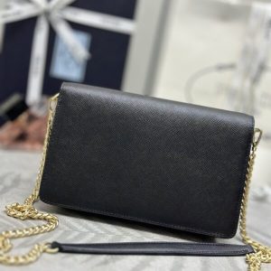 Replica Prada Saffiano Black Small Envelope - premium-grade designer purse dupe