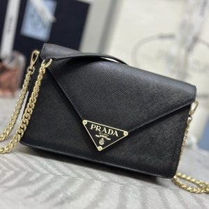 Replica Prada Saffiano Black Small Envelope - authentic-look luxury purse replica