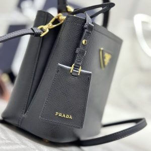 Replica Prada Saffiano Black Bucket Black - premium 1:1 fake handbag model