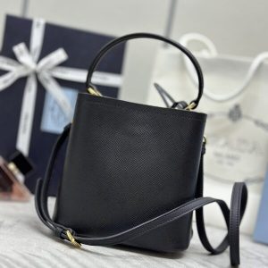 Replica Prada Saffiano Black Bucket Black - top-tier luxury replica shoulder bag