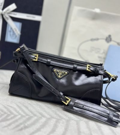 Replica Prada Leather Handbag Black - top-tier luxury replica shoulder bag
