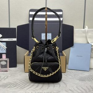Replica Prada Black Re-Nylon Bucket Bag - high-end fake designer purse