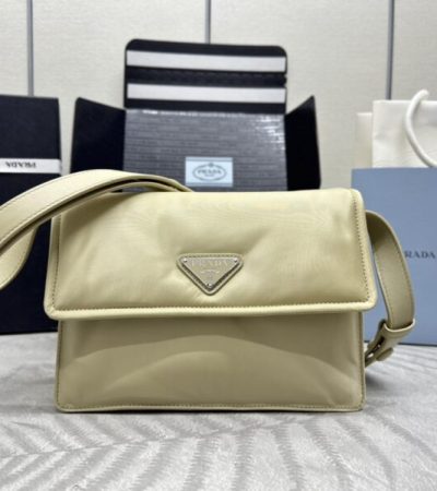 Replica Prada Re-Nylon Shoulder Bag Milk Tea - ultra-realistic fake designer tote