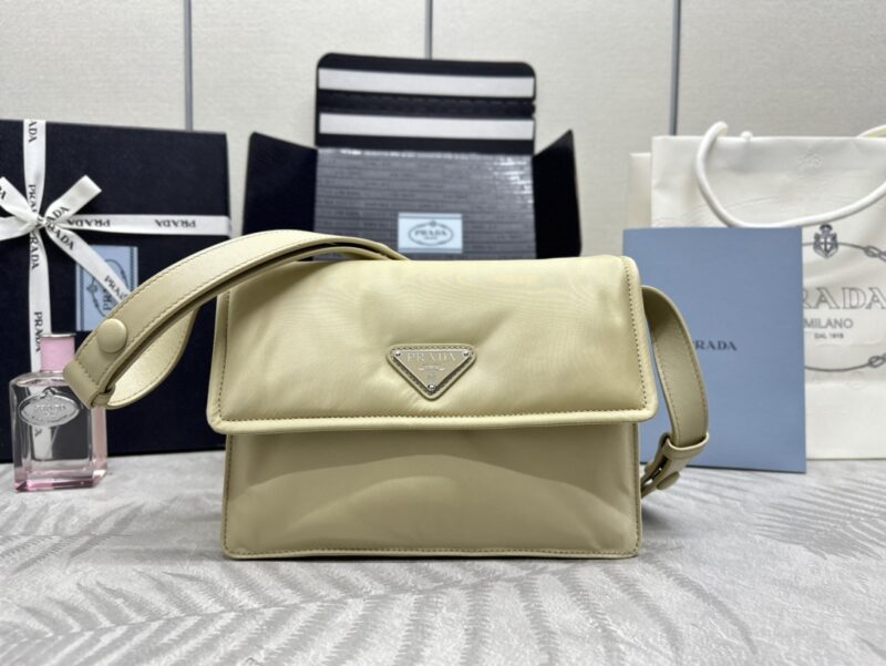 Replica Prada Re-Nylon Shoulder Bag Milk Tea - ultra-realistic fake designer tote