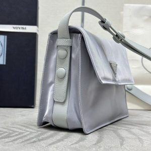 Replica Prada Re-Nylon Shoulder Bag Ice Grey - authentic-look luxury purse replica