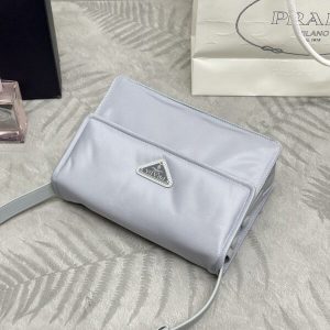 Replica Prada Re-Nylon Shoulder Bag Ice Grey - near-authentic luxury replica handbag