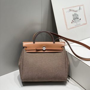 Replica Hermes Herbag 31cm Brown Plaid - high-accuracy replica luxury purse