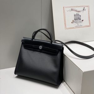 Replica Hermes Herbag 31cm Black - realistic designer-inspired fake bag