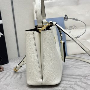 Replica Prada Saffiano Black Bucket White - premium 1:1 fake handbag model