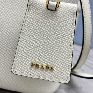 Replica Prada Saffiano Black Bucket White - best quality luxury bag dupe
