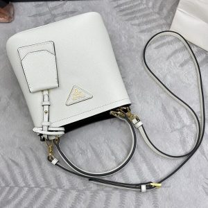 Replica Prada Saffiano Black Bucket White - 1:1 designer replica handbag