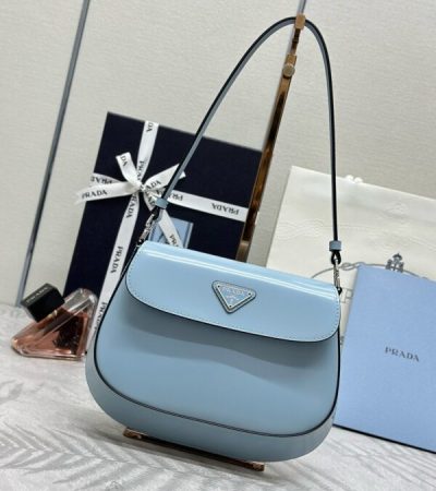 Replica Prada Cleo Medium Blue Bag With Flap - ultra-realistic fake designer tote
