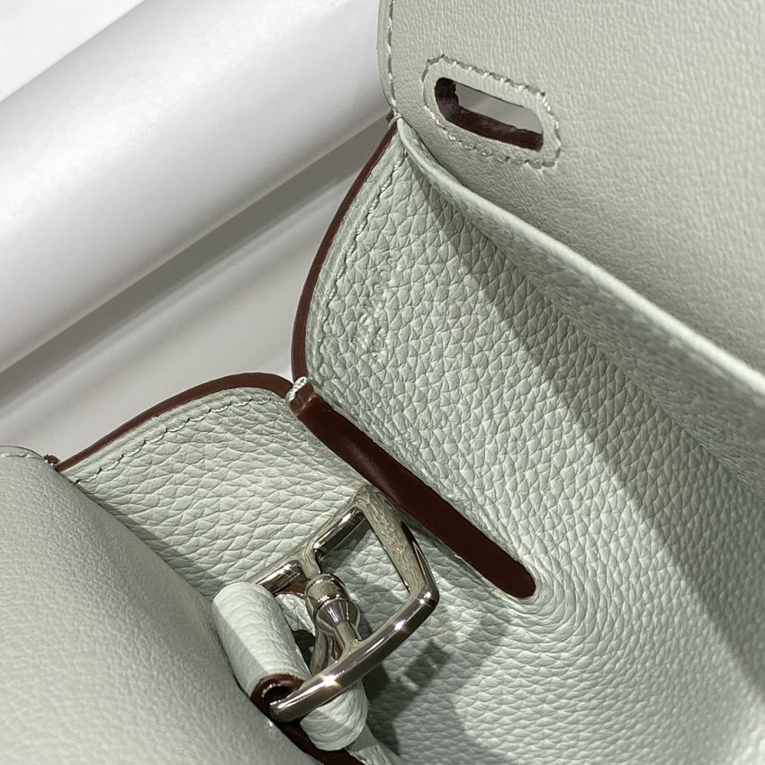 Replica Hermes Halzan Light Green - best quality luxury bag dupe